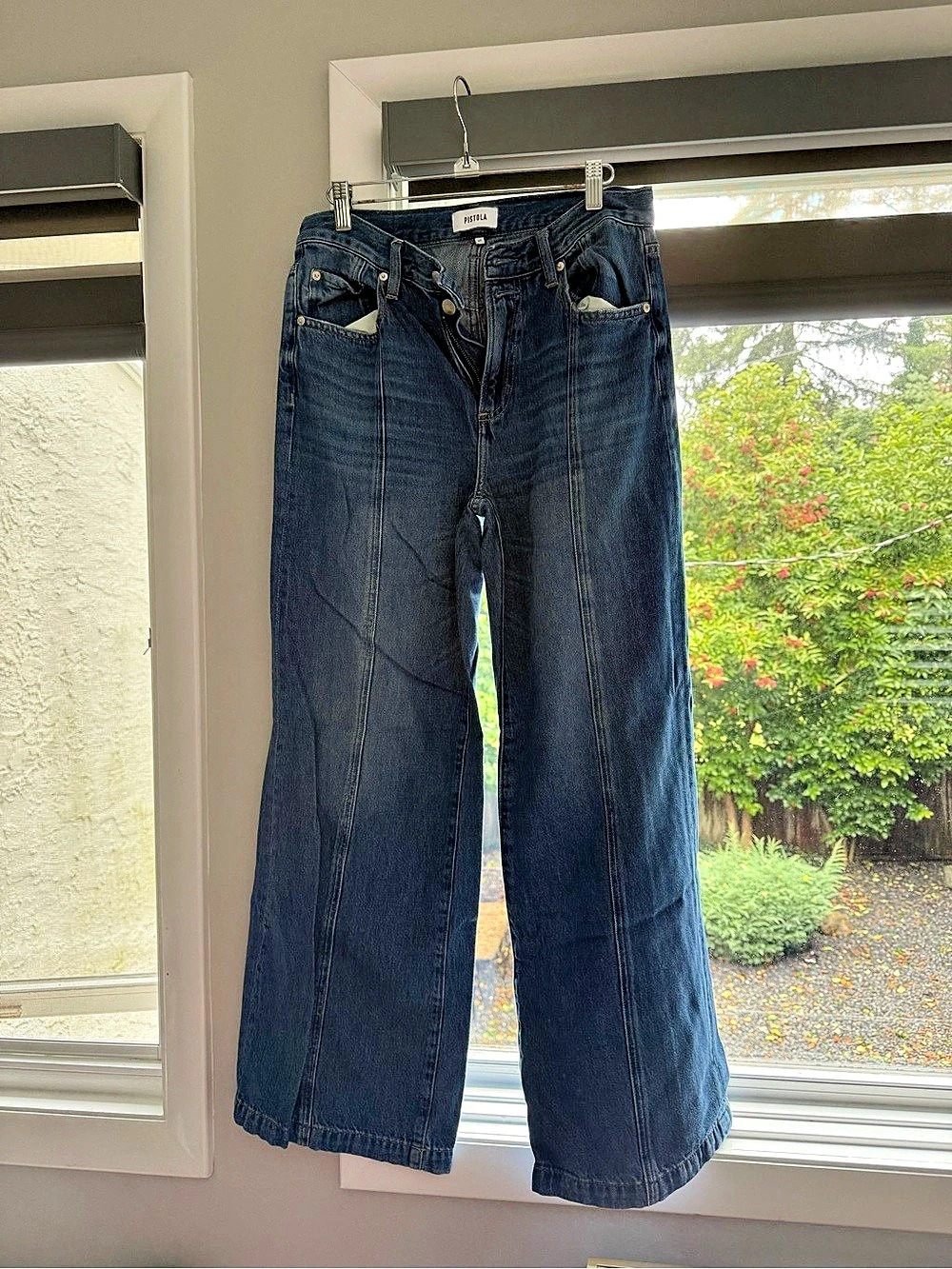 Pistola Penny Seamed High Rise Wide Leg Jeans Blue Waist 27